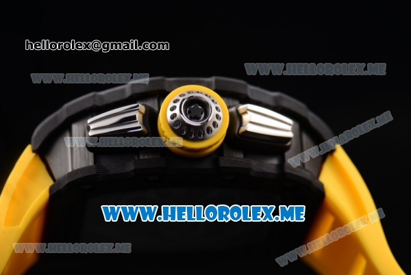 Richard Mille RM 11-03 Swiss Valjoux 7750 Automatic PVD Case with Skeleton Dial and Yellow Rubber Strap Arabic Numeral Markers - Click Image to Close